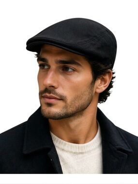 NWT Duluth Black Classic Minimalist Streetwear Flat Cap Metal Snaps Sz M